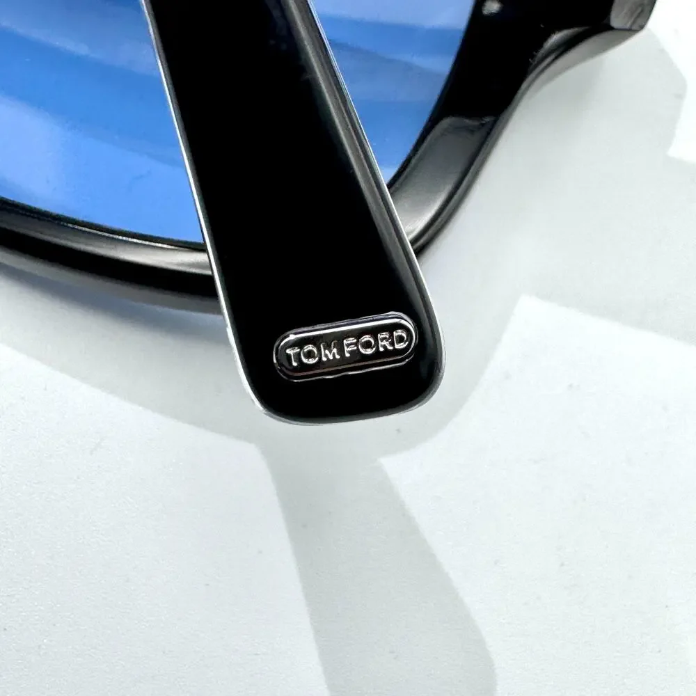 Tom Ford Sunglasses Icon TI0022 01V Black Navigator Frame Blue Lens 53-20-145